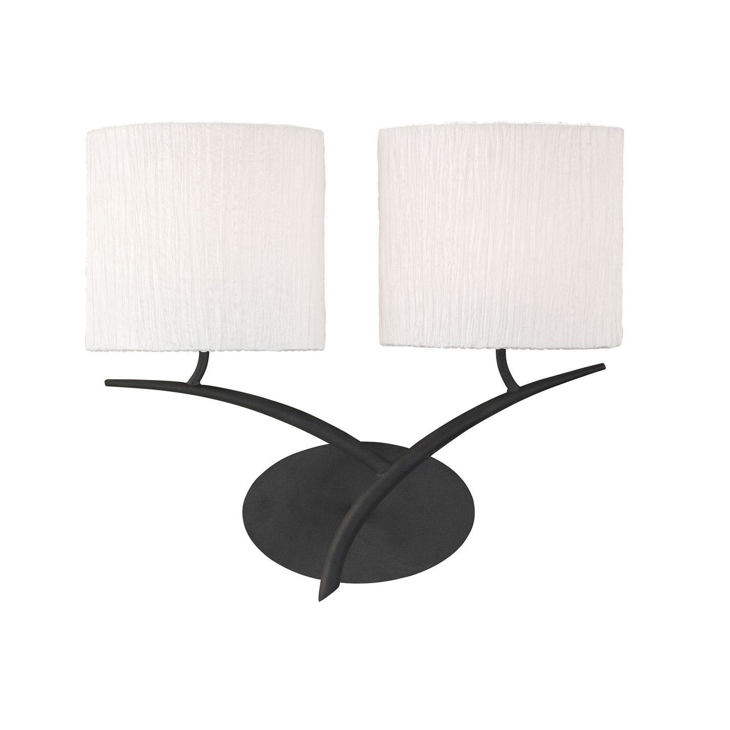 Eve Wall Lamp 2 Light E27, Anthracite With White Oval Shades by Mantra