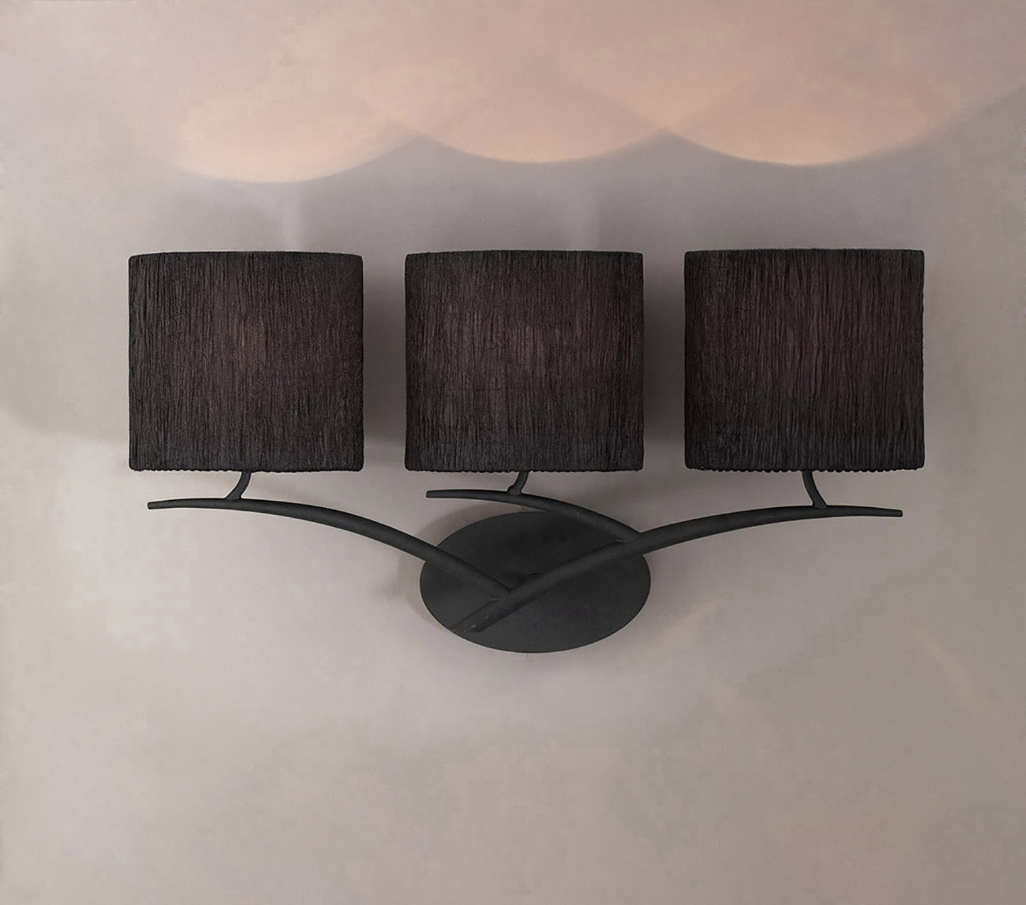 Eve Wall Lamp Switched 3 Light E27, Anthracite With White Oval Shades by Mantra