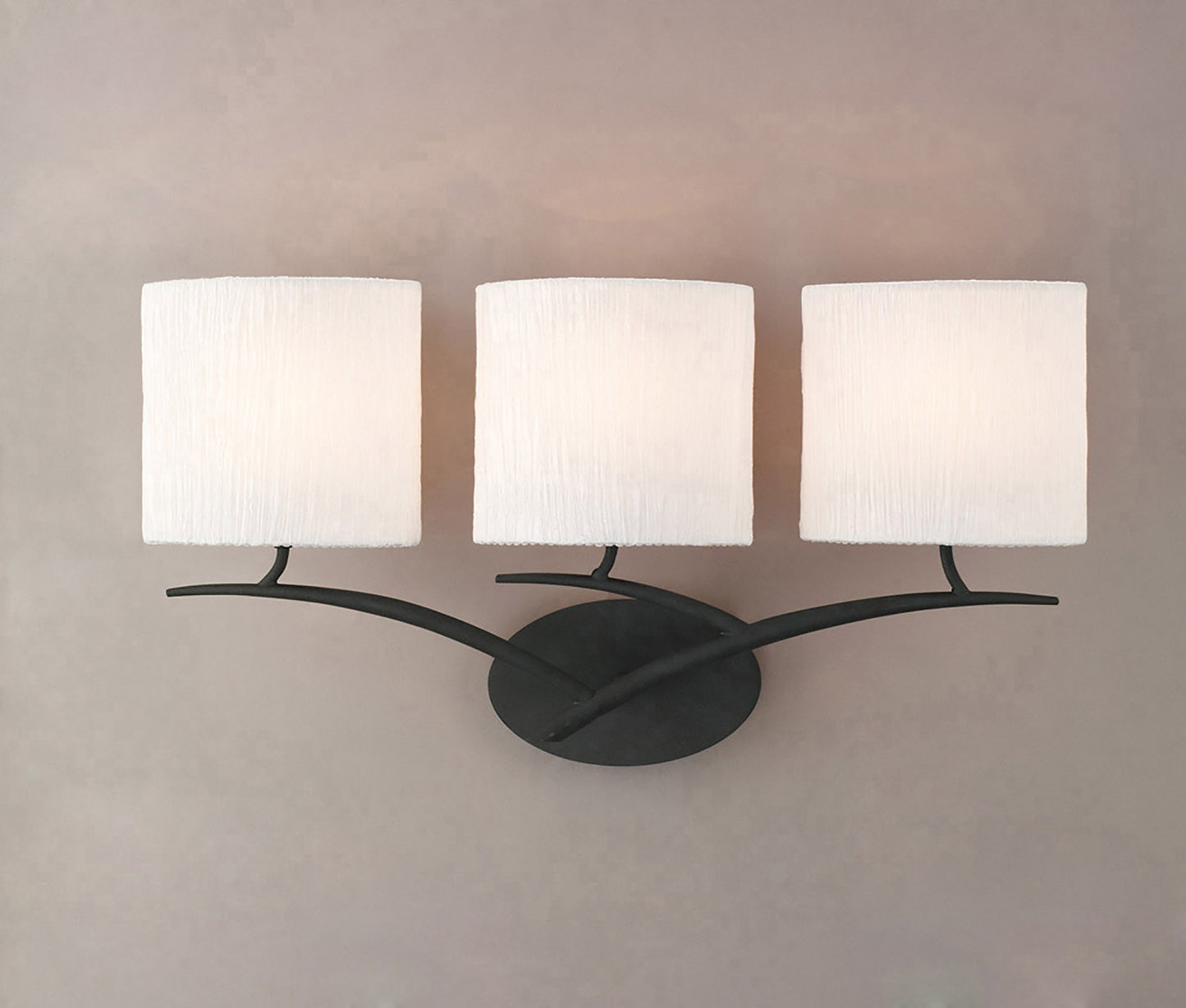 Eve Wall Lamp Switched 3 Light E27, Anthracite With White Oval Shades by Mantra