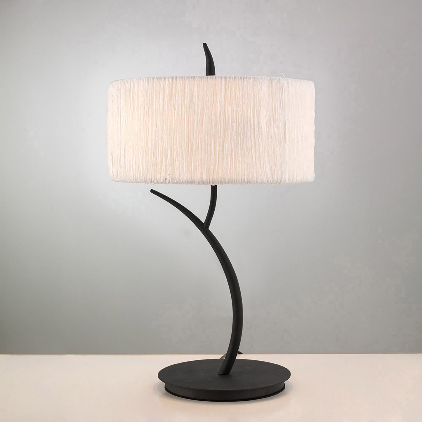 Eve Table Lamp 2 Light E27 Large, Anthracite With White Round Shade by Mantra