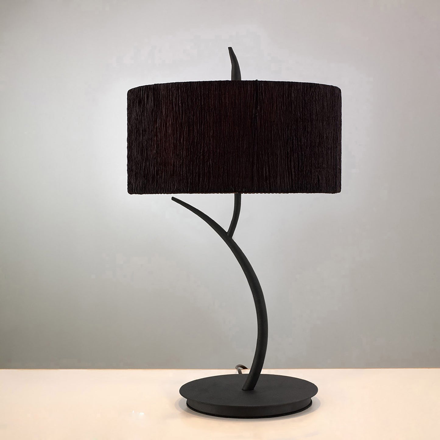 Eve Table Lamp 2 Light E27 Large, Anthracite With Black Round Shade by Mantra