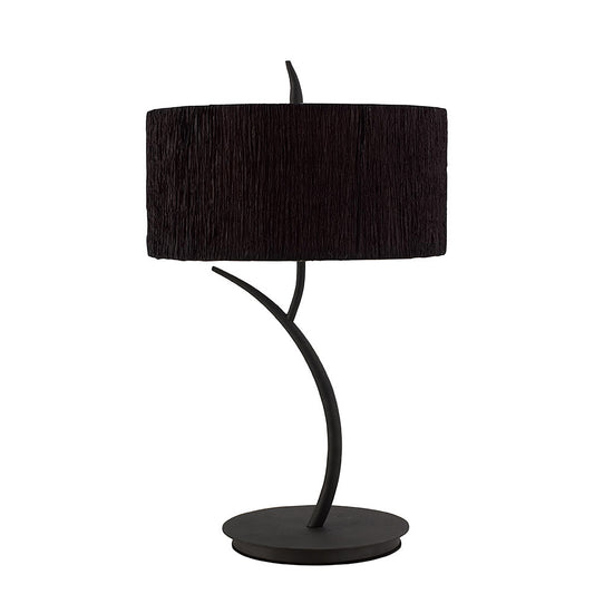 Eve Table Lamp 2 Light E27 Large, Anthracite With Black Round Shade by Mantra