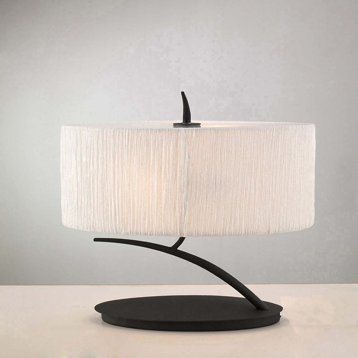 Eve Table Lamp 2 Light E27 Small, Anthracite With White Oval Shade by Mantra