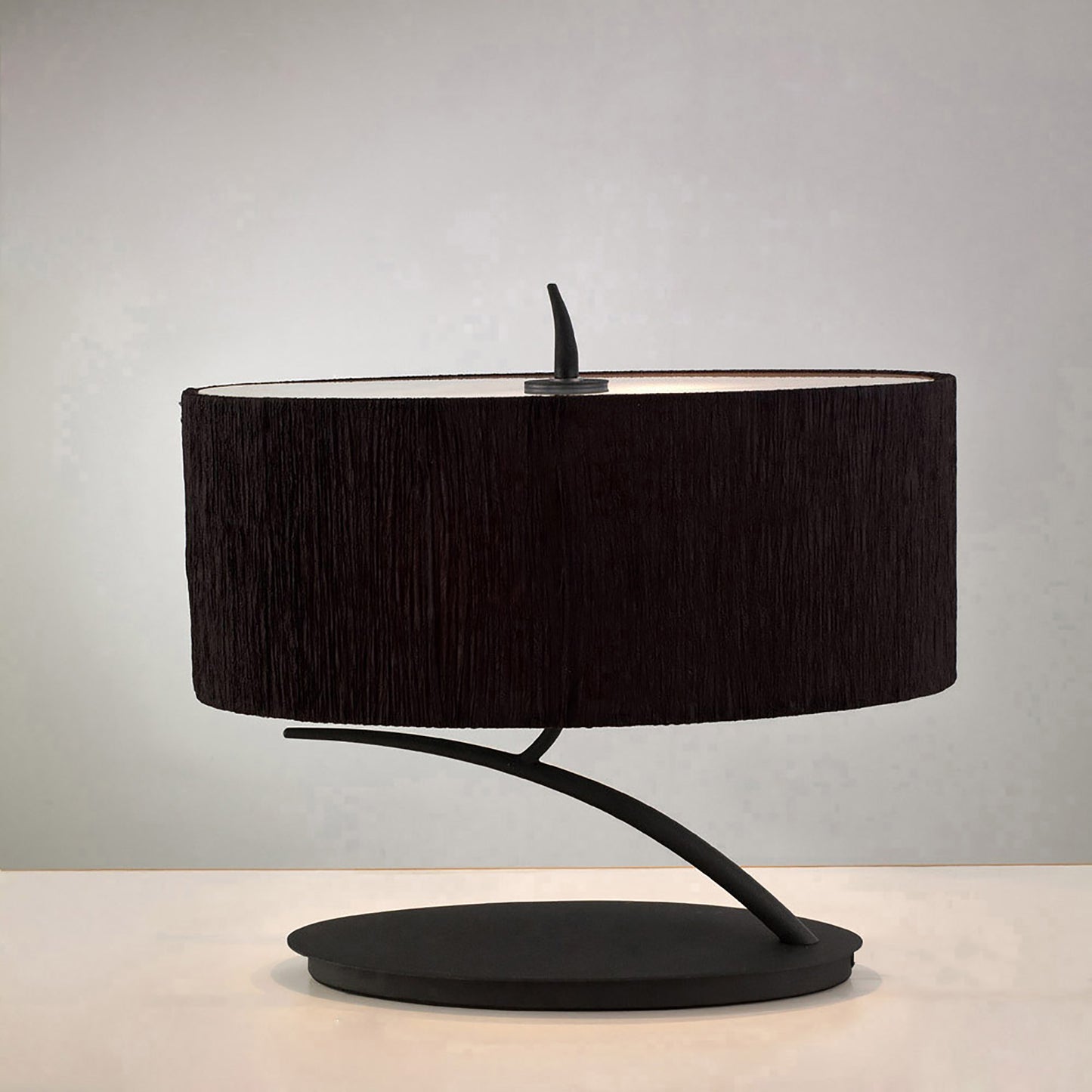 Eve Table Lamp 2 Light E27 Small, Anthracite With Black Oval Shade by Mantra