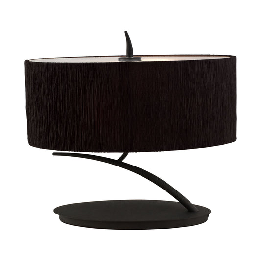 Eve Table Lamp 2 Light E27 Small, Anthracite With Black Oval Shade by Mantra