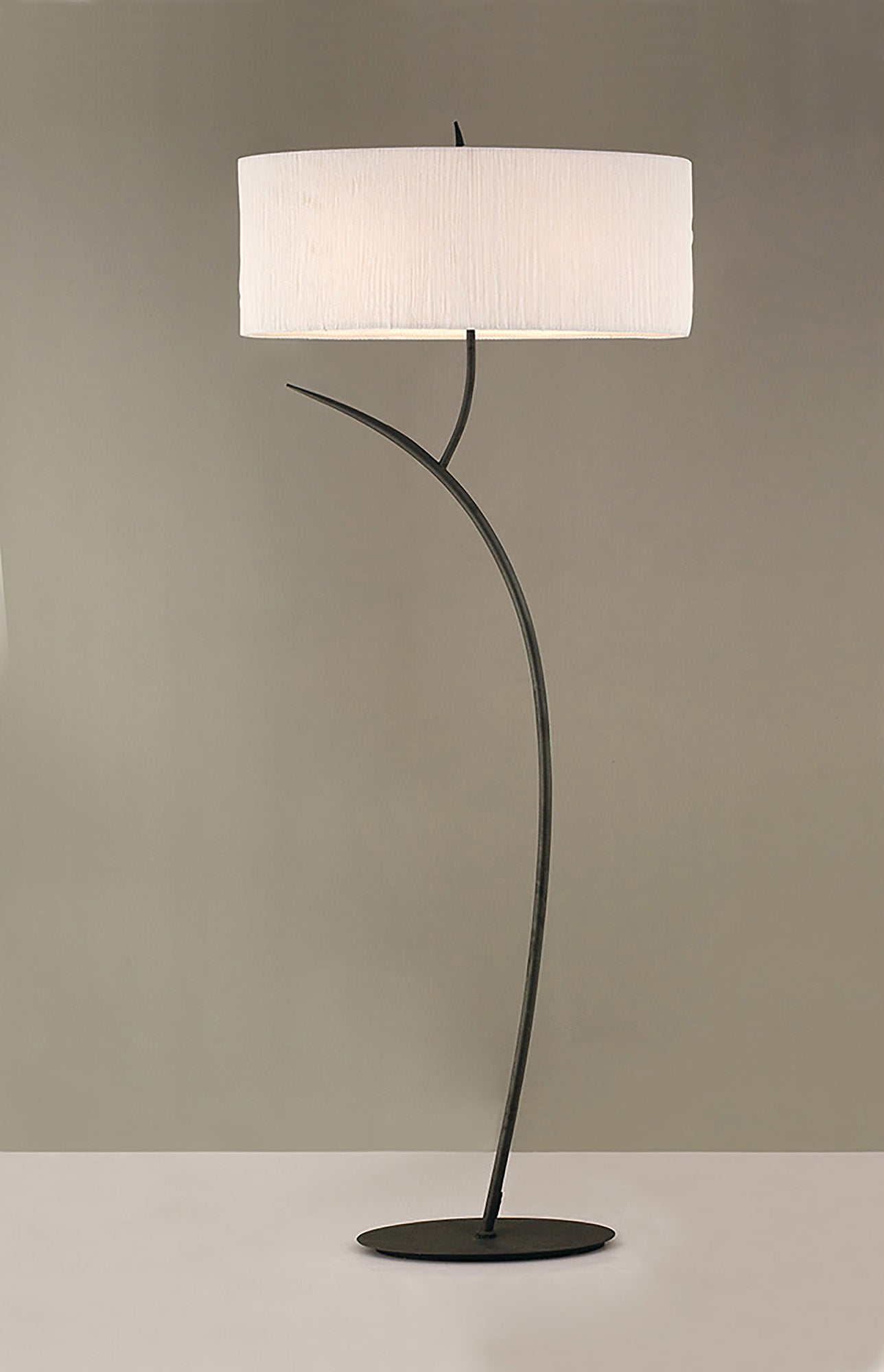 Eve Floor Lamp 2 Light E27, Anthracite With White Oval Shade by Mantra