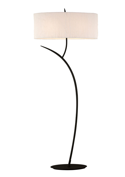 Eve Floor Lamp 2 Light E27, Anthracite With White Oval Shade by Mantra