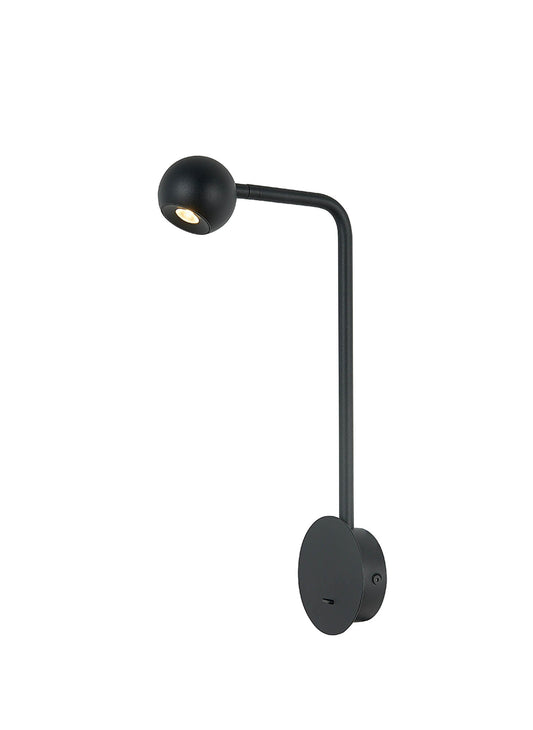 Eyes Wall Lamp Switched, 6W LED, 3000K, 390lm, Sand Black, 3yrs Warranty by Mantra