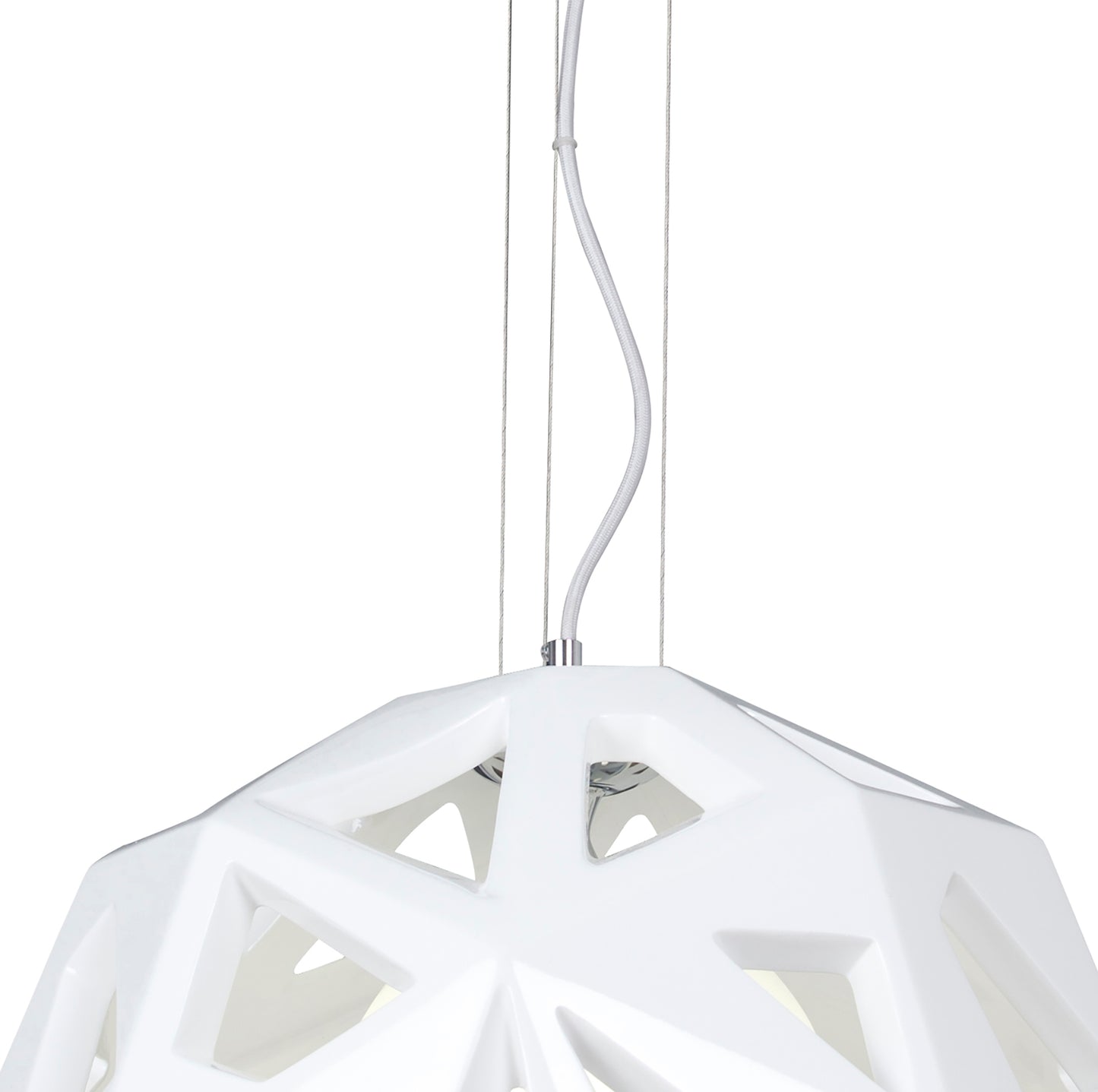 Facette Pendant 1 Light E27, Gloss White/Polished Chrome by Mantra