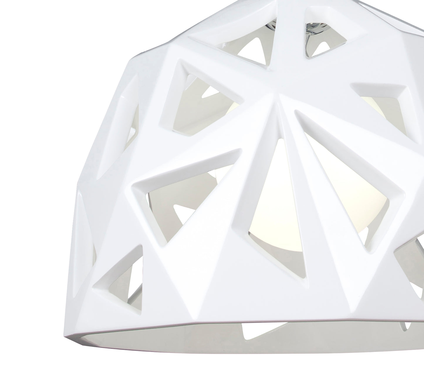 Facette Pendant 1 Light E27, Gloss White/Polished Chrome by Mantra