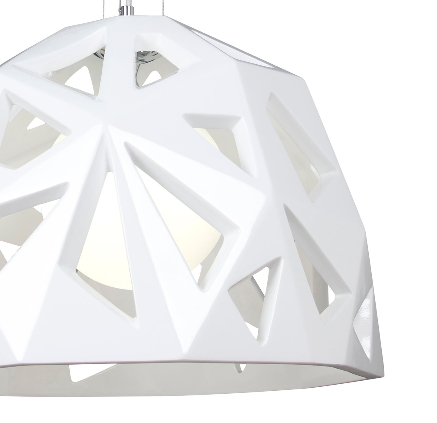 Facette Pendant 1 Light E27, Gloss White/Polished Chrome by Mantra