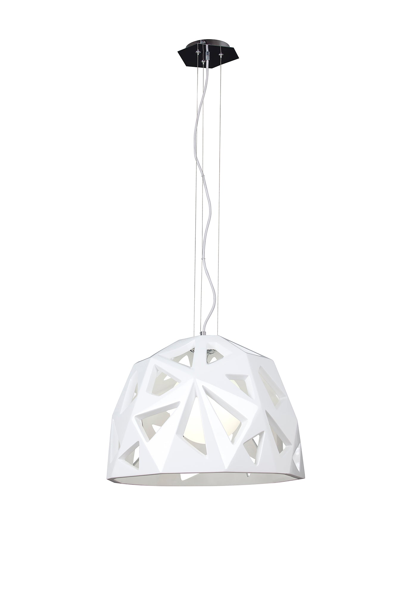 Facette Pendant 1 Light E27, Gloss White/Polished Chrome by Mantra