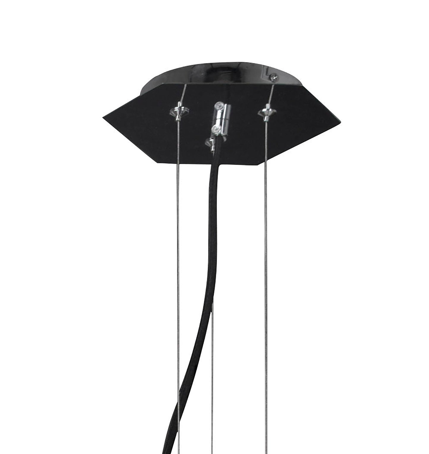 Facette Pendant 1 Light E27, Gloss Black/Polished Chrome by Mantra