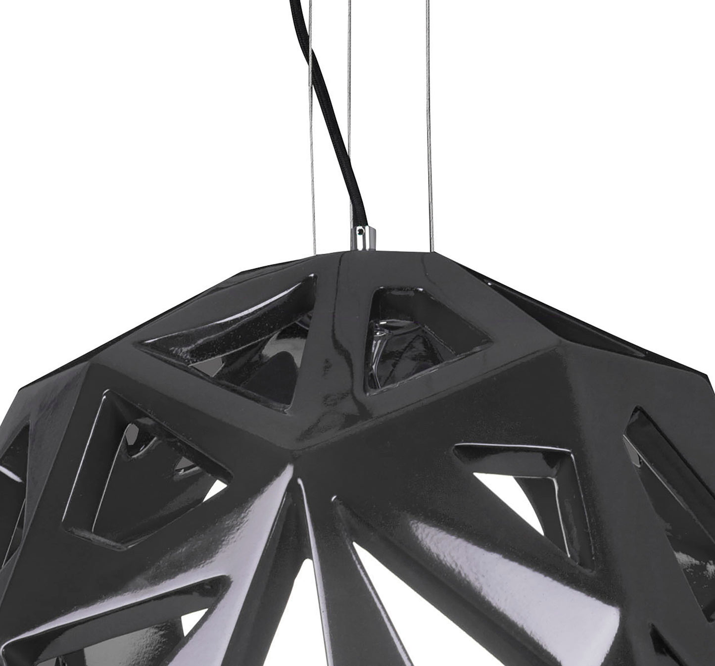 Facette Pendant 1 Light E27, Gloss Black/Polished Chrome by Mantra