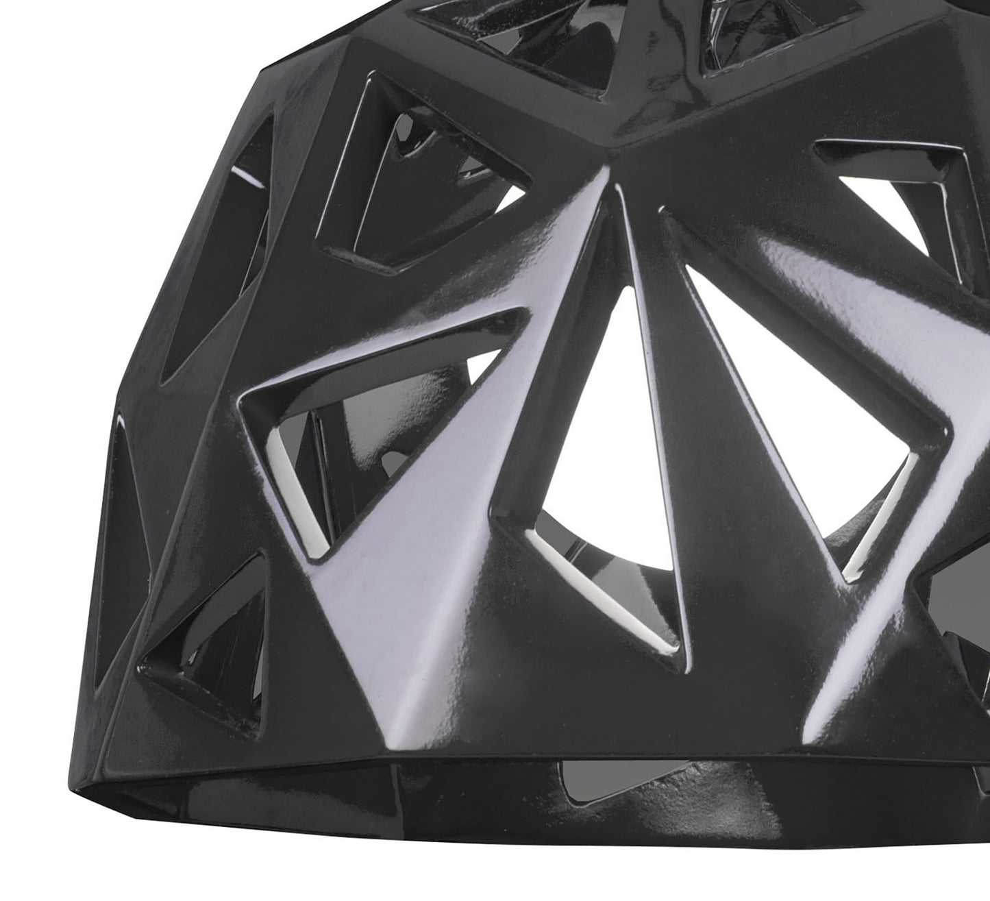 Facette Pendant 1 Light E27, Gloss Black/Polished Chrome by Mantra