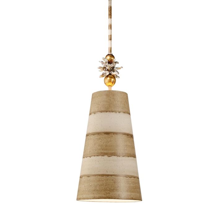 Anemone 1 Light Pendant - Taupe & Cream Patina