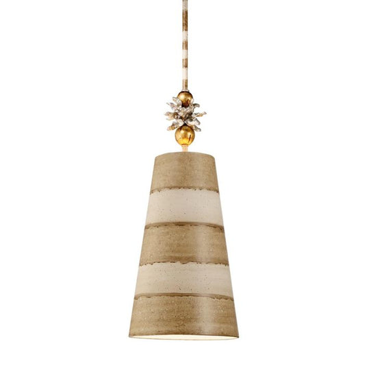Anemone 1 Light Pendant - Taupe & Cream Patina