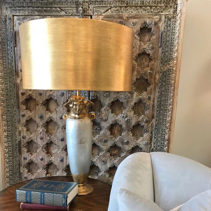 Bienville 1 Light Table Lamp - Silver / Gold and Brown with Gilded Gold Shade