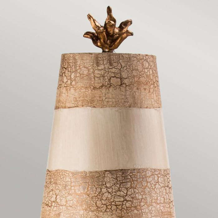 Birdland 1 Light Table Lamp - Cream & Gold with Cream and Taupe Striped Shade