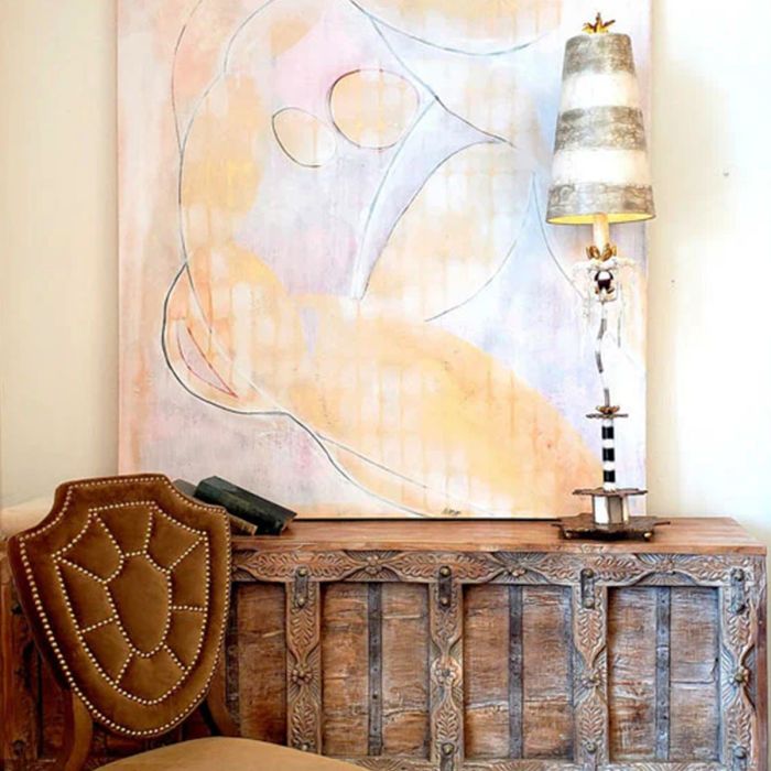 Birdland 1 Light Table Lamp - Cream & Gold with Cream and Taupe Striped Shade