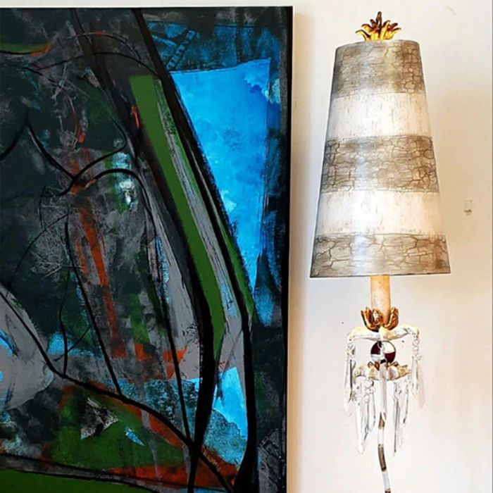 Birdland 1 Light Table Lamp - Cream & Gold with Cream and Taupe Striped Shade