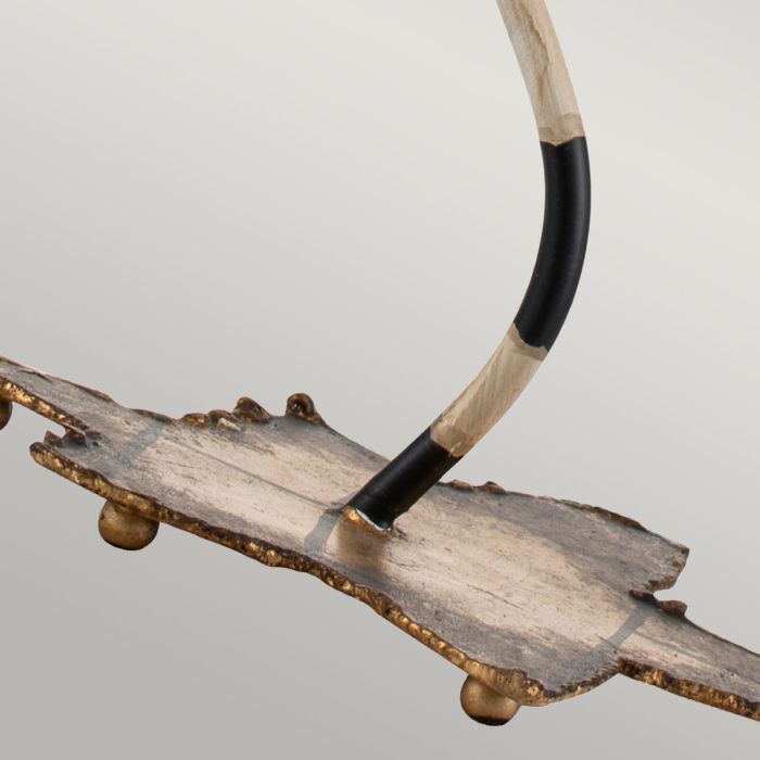 Dominique 1 Light Table Lamp - Gold Leaf, Black with Black and Cream Striped Shade