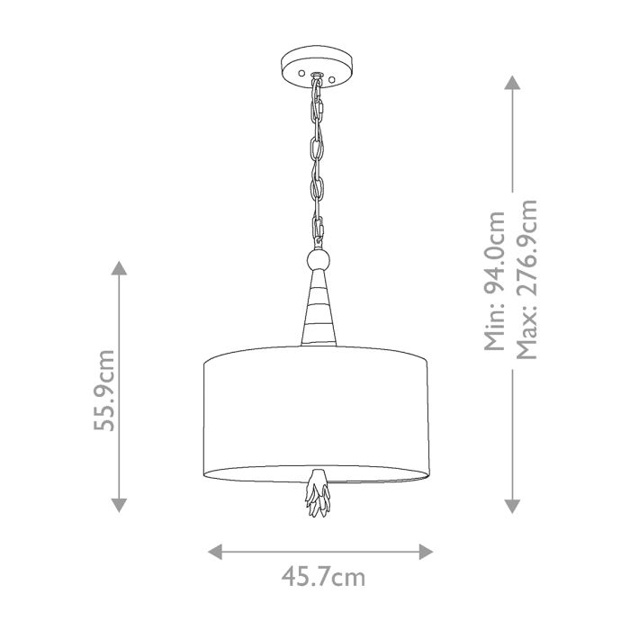 Flambeau 2 Light Pendant - Black, Cream and Gold Leaf, with Taupe linen shade