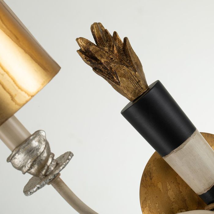 Flambeau 2 Light Wall Light - Gold and Black with Parchment Shades