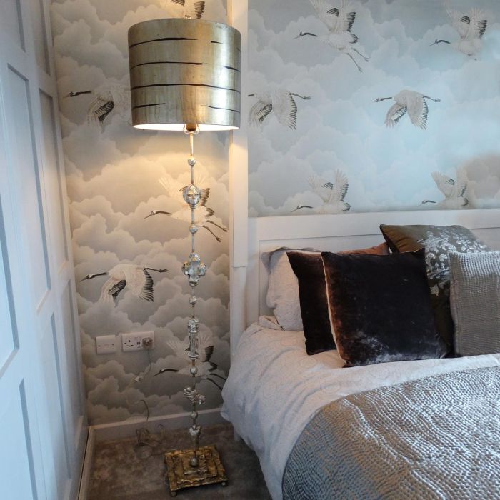 Fragment 1 Light Floor Lamp - Aged Gold with Gold Leaf and Umber Glaze Shade