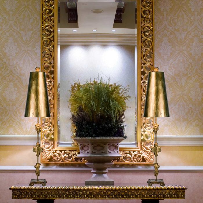 Fragment 1 Light Table Lamp - Aged Gold with Gold Leaf and Umber Glaze Shade