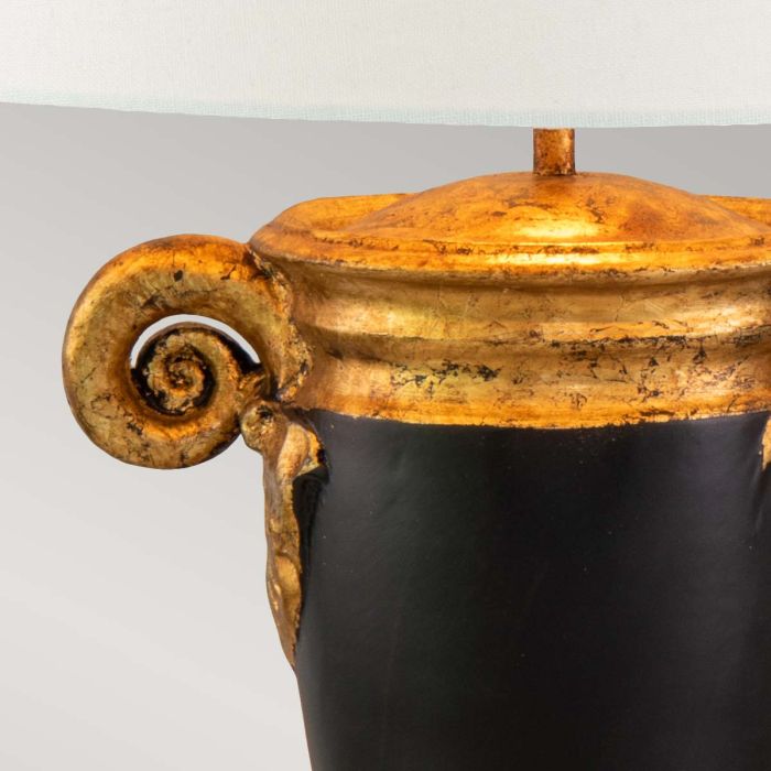 Gallier 1lt Table Lamp - Black and Gold with White Shade