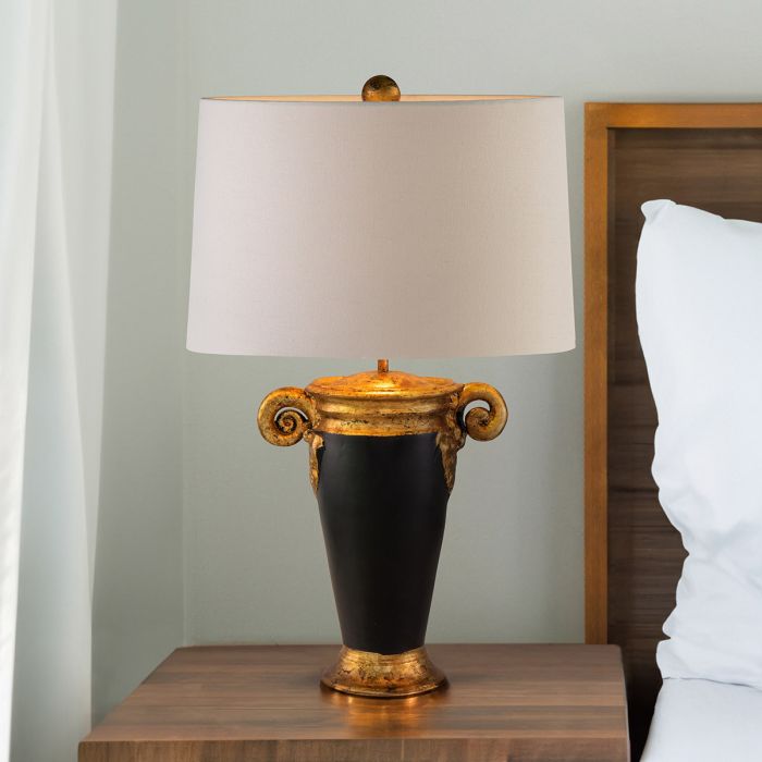 Gallier 1lt Table Lamp - Black and Gold with White Shade