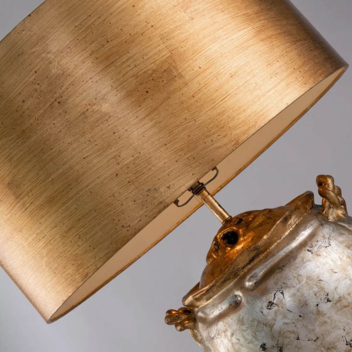 Jackson 1lt Table Lamp - Antiqued Silver with Gold Leaf Accents with Distressed Gold Shade
