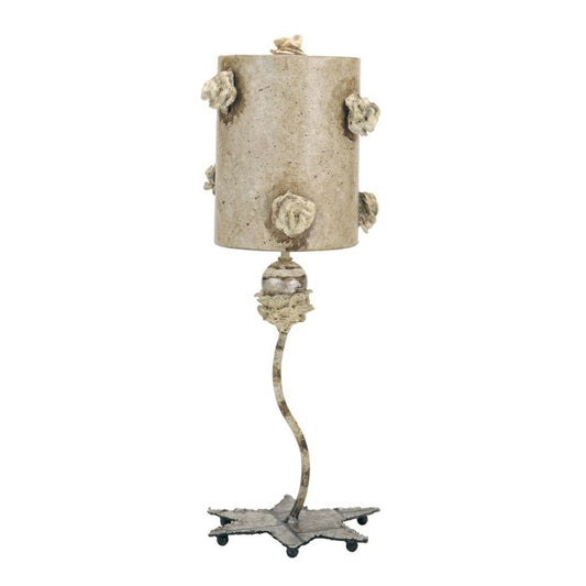 La Fleurette 1 Light Table Lamp - Cream, Tan & Gold Leaf with Antiqued Tan Shade