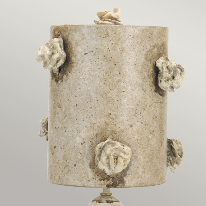 La Fleurette 1 Light Table Lamp - Cream, Tan & Gold Leaf with Antiqued Tan Shade