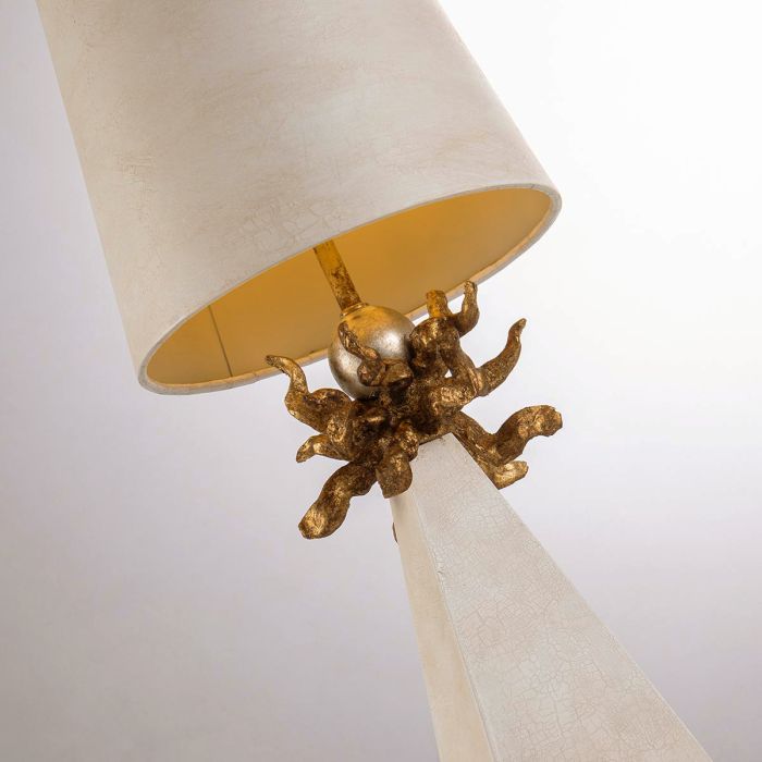 Leda 1 Light Table Lamp - Cream Patina, Gold Leaf with Cream Patina Shade