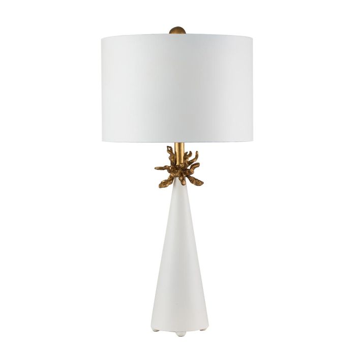 Neo 1 Light Table Lamp - White and Gold with French White Shade