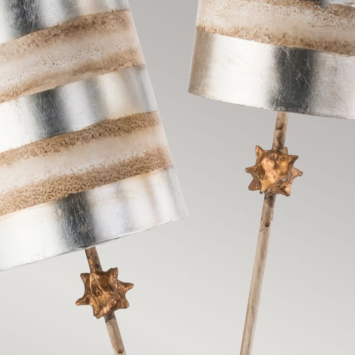 Nettle Luxe 2 Light Table Lamp - Silver Leaf and cream