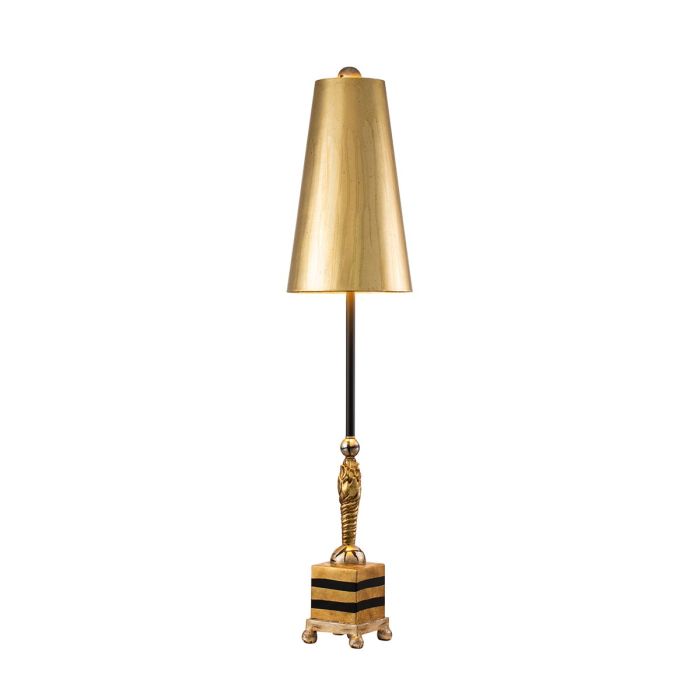 Noma Luxe 1 Light Table Lamp - Gold, Black and Silver Leaf with Glazed Gold Leaf Shade