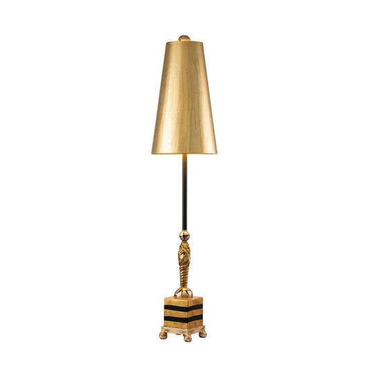 Noma Luxe 1 Light Table Lamp - Gold, Black and Silver Leaf with Glazed Gold Leaf Shade