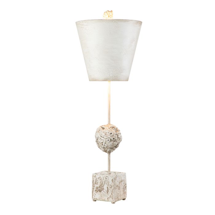 Petra 1lt Table Lamp - Bone White - Bone White with Distressed Bone White Shade