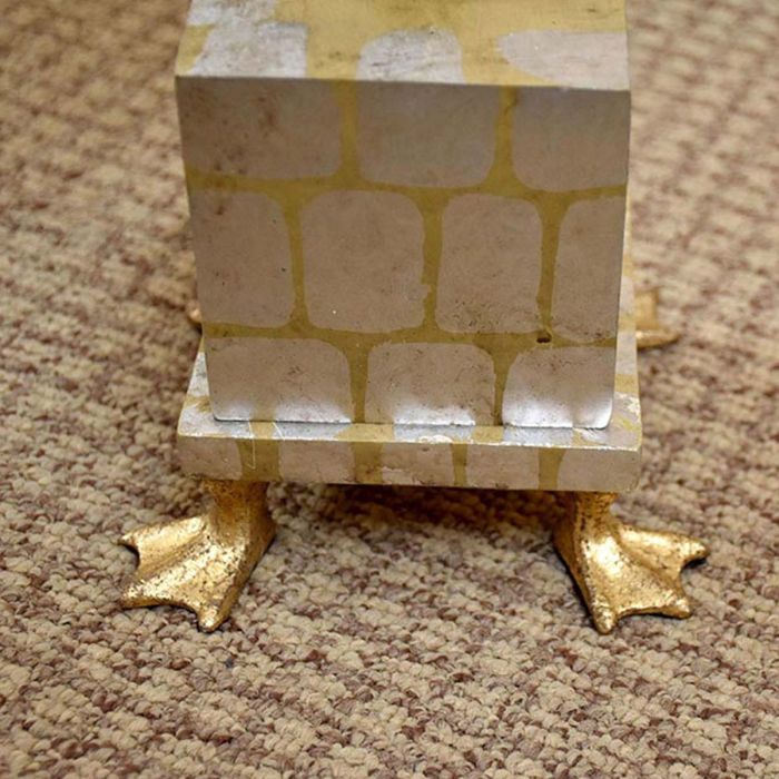 Pompadour X 1 Light Table Lamp - Cream and Silver Leaf with Painted Cream with Silver Leaf crosses Shade