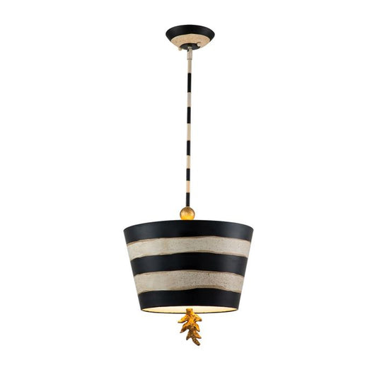 South Beach 1 Light Pendant - Black, Putty & Gold Leaf