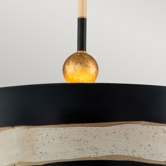 South Beach 1 Light Pendant - Black, Putty & Gold Leaf