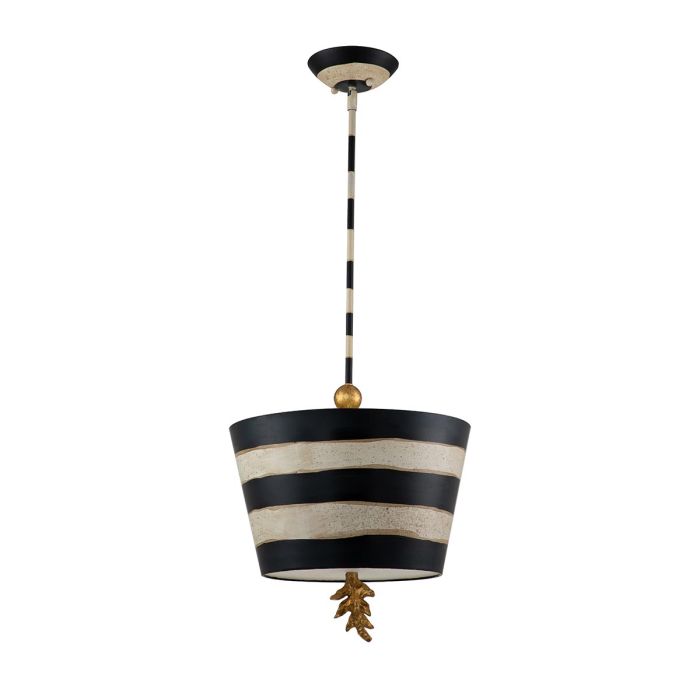 South Beach 1 Light Pendant - Black, Putty & Gold Leaf