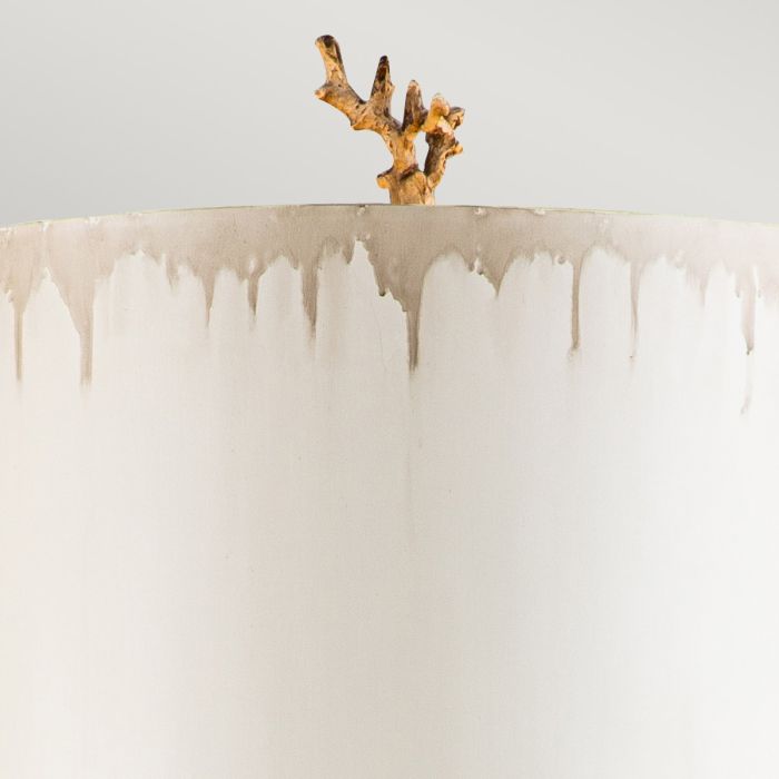 Trellis 1 Light Floor Lamp - Putty Patina & Silver Leaf with Cream and Putty Shade