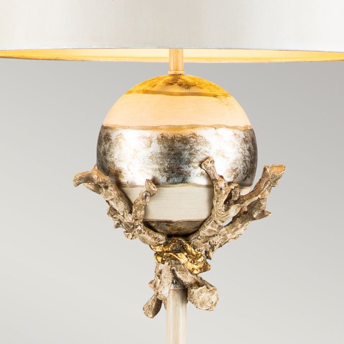 Trellis 1 Light Floor Lamp - Putty Patina & Silver Leaf with Cream and Putty Shade