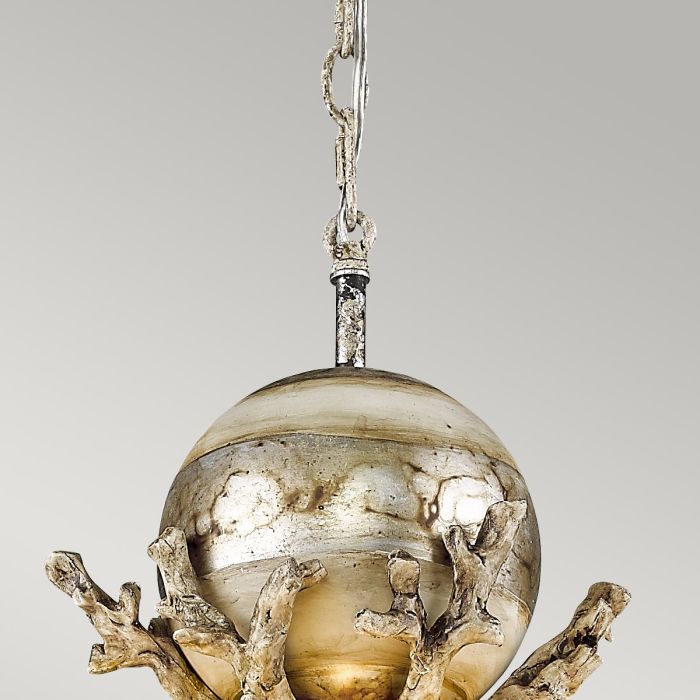 Trellis 1 Light Pendant - Putty Patina & Silver Leaf