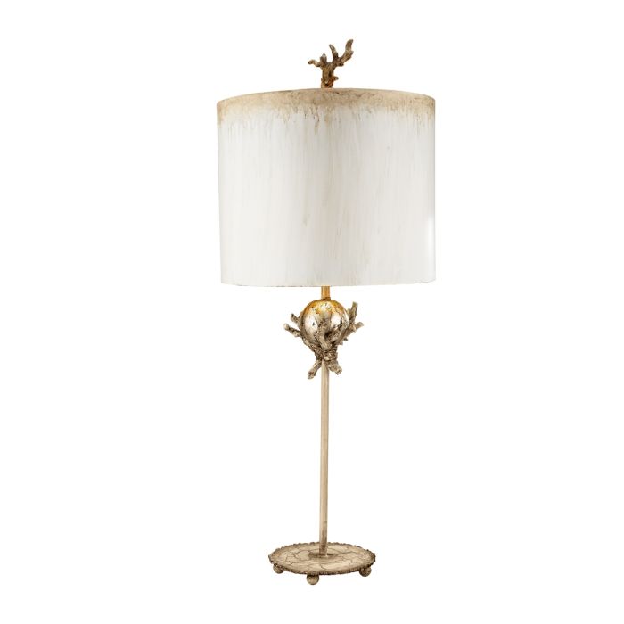 Trellis 1 Light Table Lamp - Putty Patina & Silver Leaf with Cream and Putty Shade