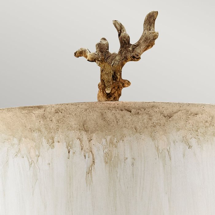 Trellis 1 Light Table Lamp - Putty Patina & Silver Leaf with Cream and Putty Shade